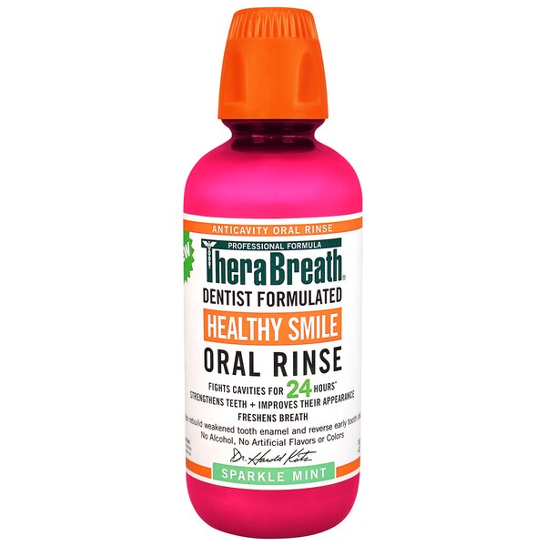 TheraBreath Healthy Smile Oral Rinse, Sparkle Mint, 16 OZ