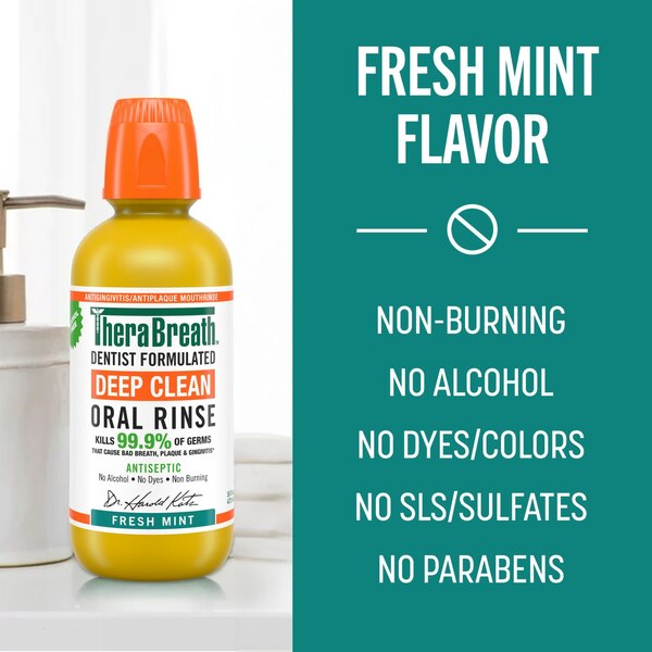 Therabreath Deep Clean Oral Rinse, Fresh Mint, 16 OZ
