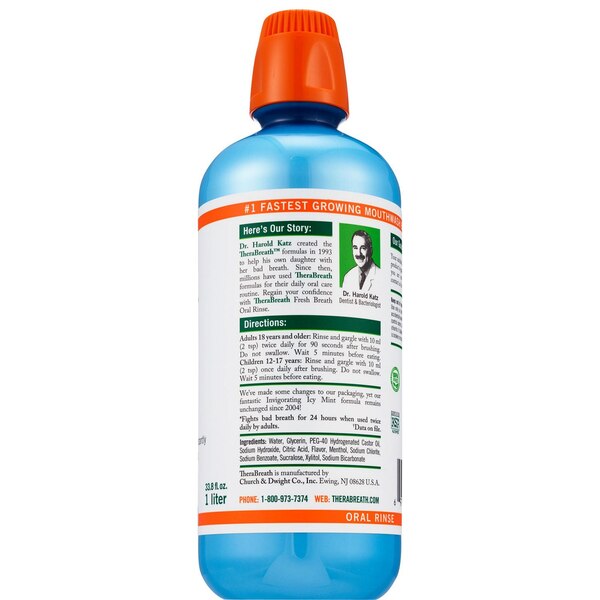 TheraBreath 24-Hour Fresh Breath Oral Rinse, Invigorating Icy Mint, 16 OZ