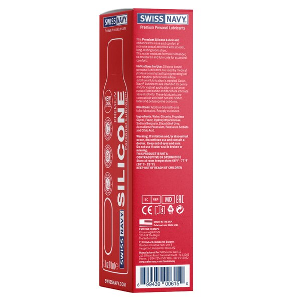 Swiss Navy Premium Silicone Lubricant with Vitamin E, 3.1 FL OZ