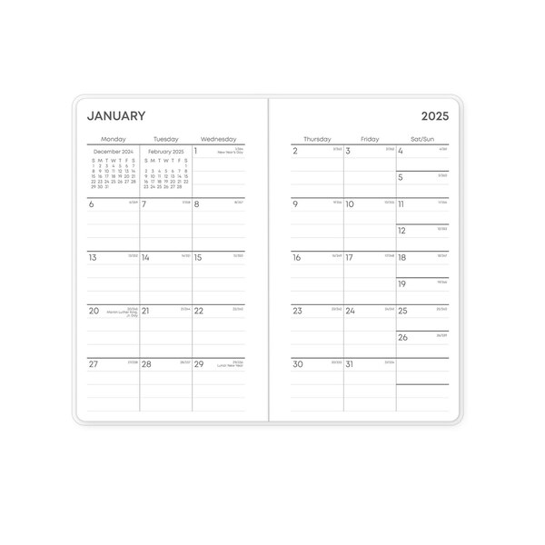 Blue Sky 2025 Planning Calendar, Beaches, Monthly