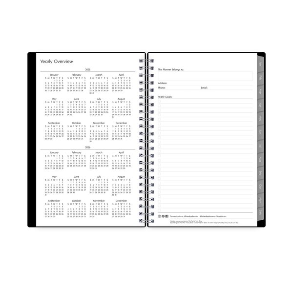 Blue Sky 2025 Planning Calendar, Black, Monthly