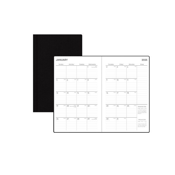 Blue Sky 2025 Planning Calendar, Black Faux Leather, Weekly & Monthly