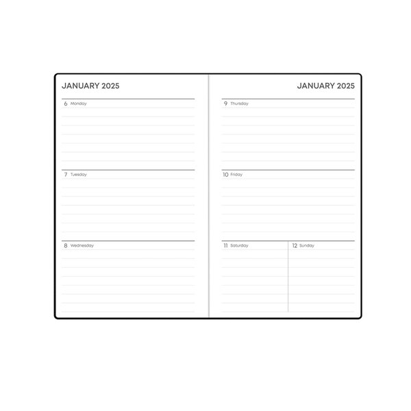 Blue Sky 2025 Planning Calendar, Black Faux Leather, Weekly & Monthly