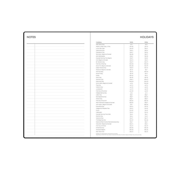 Blue Sky 2025 Planning Calendar, Black Faux Leather, Weekly & Monthly
