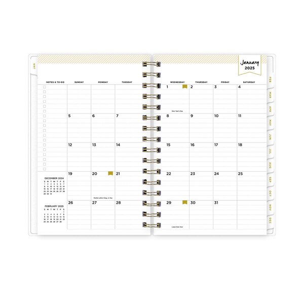 Blue Sky 2025 Planning Calendar, Day Designer Navy Blue Stripe, Daily & Monthly