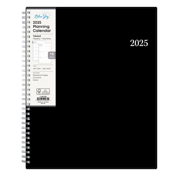Blue Sky 2025 Planning Calendar, Black, Weekly & Monthly