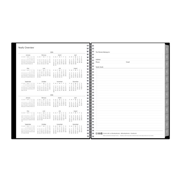 Blue Sky 2025 Planning Calendar, Black, Weekly & Monthly