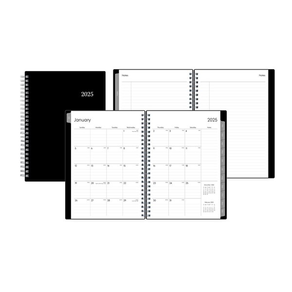 Blue Sky 2025 Planning Calendar Notes, Black, Weekly & Monthly