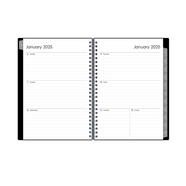Blue Sky 2025 Planning Calendar Notes, Black, Weekly & Monthly