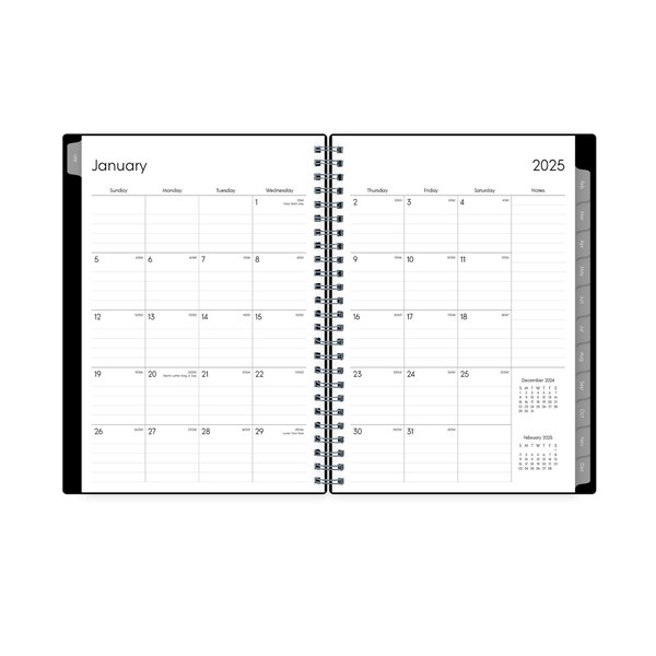 Blue Sky 2025 Planning Calendar Notes, Black, Weekly & Monthly