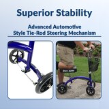 KneeRover Deluxe Steerable Knee Cycle Knee Walker Scooter in Blue, thumbnail image