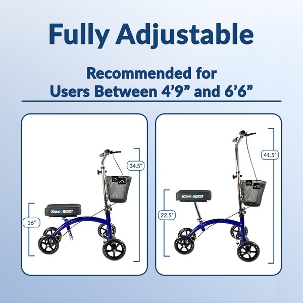 KneeRover Deluxe Steerable Knee Cycle Knee Walker Scooter in Blue