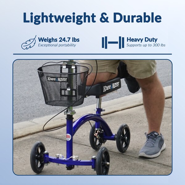 KneeRover Deluxe Steerable Knee Cycle Knee Walker Scooter in Blue