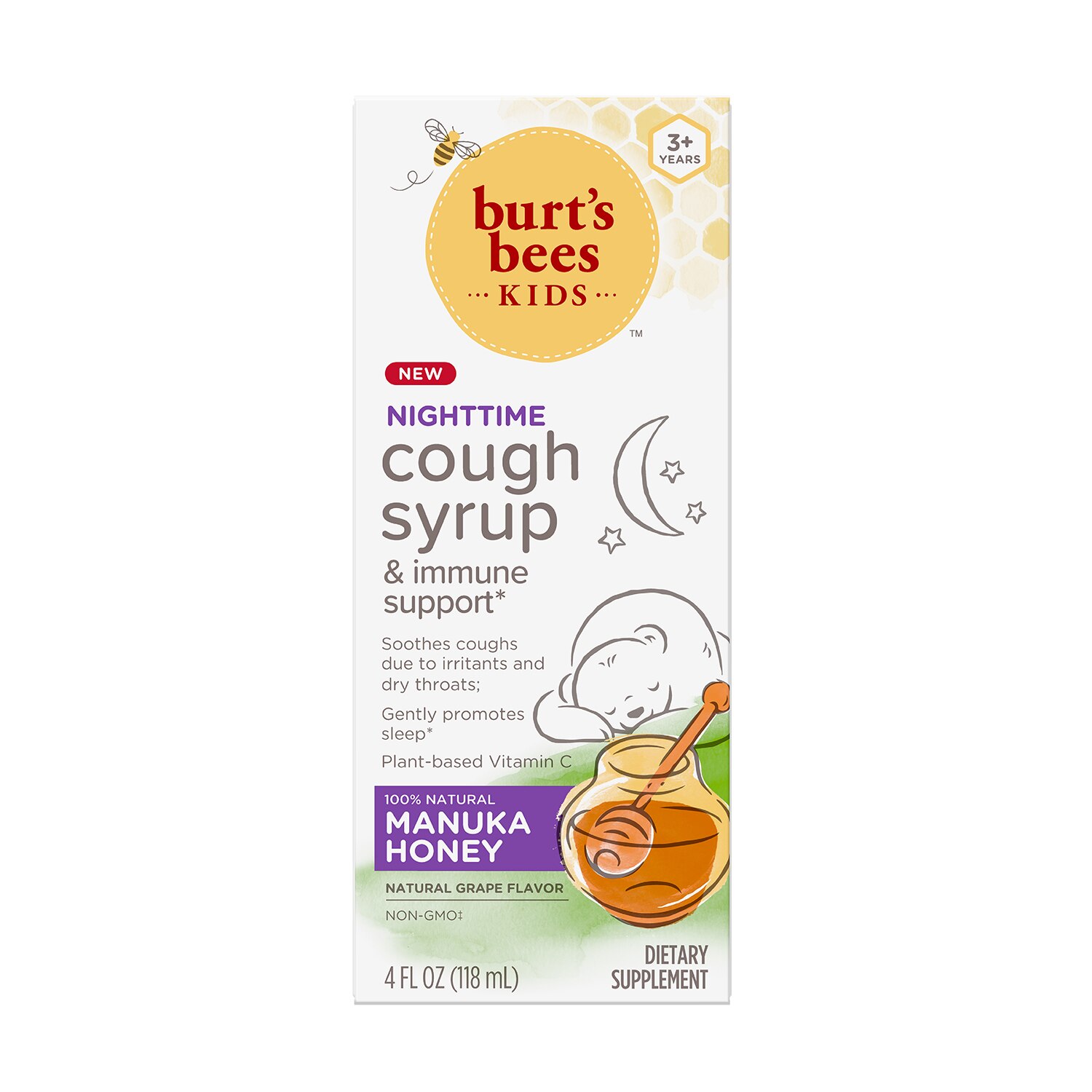Burt's Bees Kids Cough Syrup & Immune Support, Natural Grape Flavor, 4 OZ