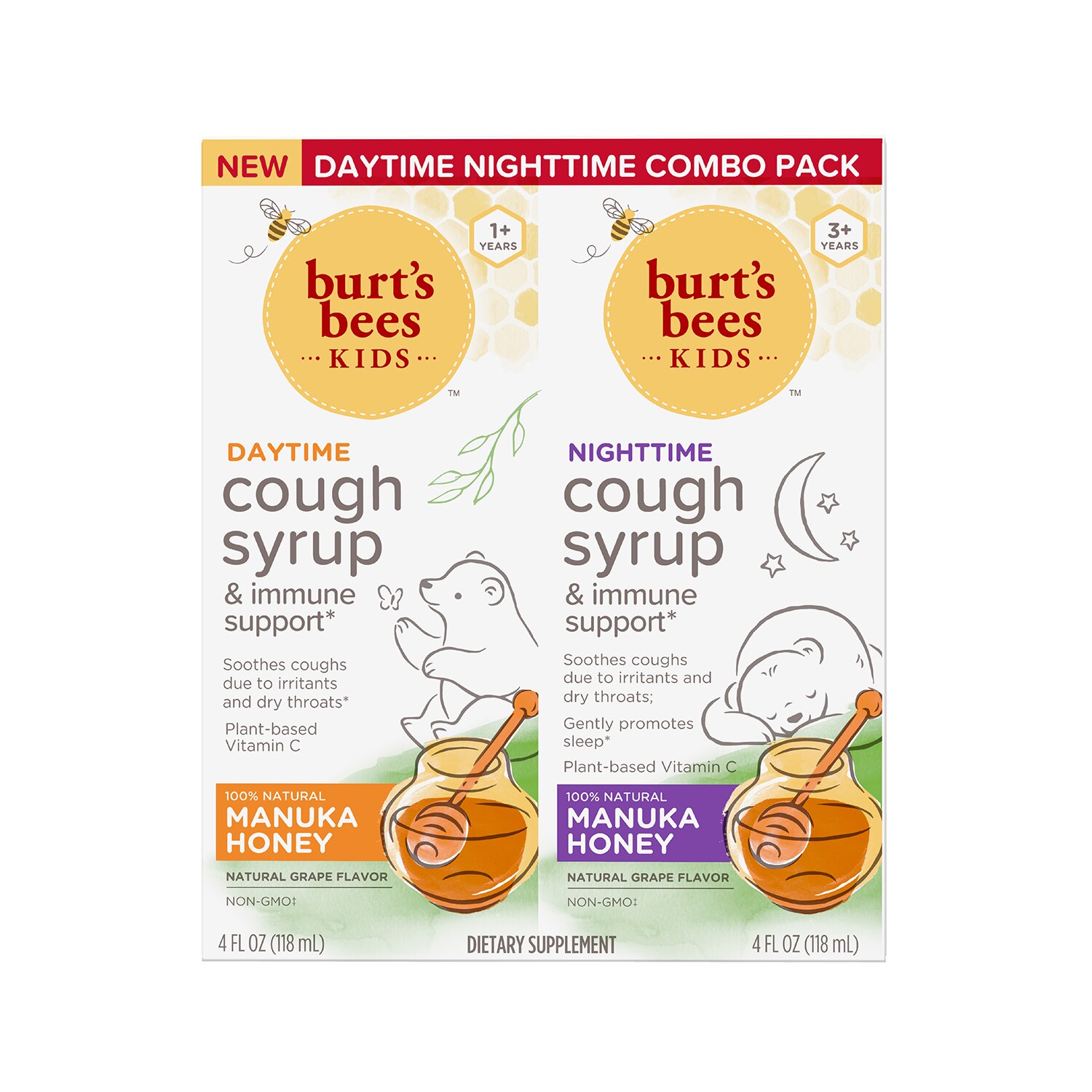 Burt's Bees Kids Cough Syrup & Immune Support, Natural Grape Flavor, 4