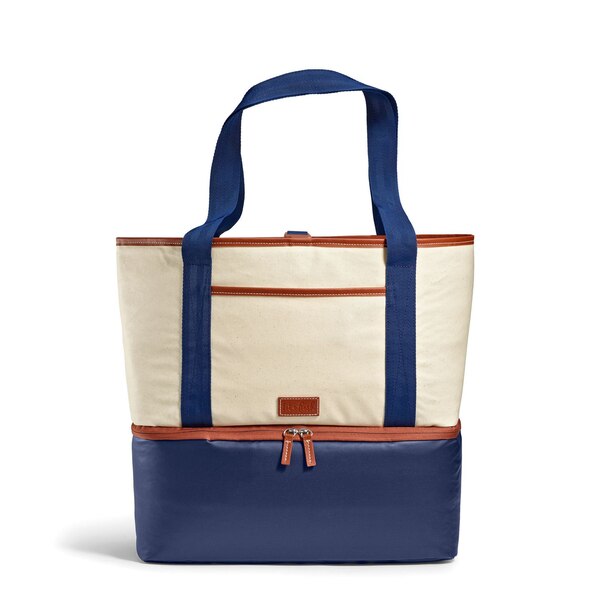 Fit & Fresh 2-in-1 Dual Canvas Cooler & Beach Tote, Natural & Navy