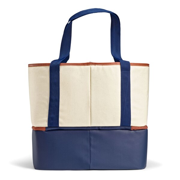 Fit & Fresh 2-in-1 Dual Canvas Cooler & Beach Tote, Natural & Navy