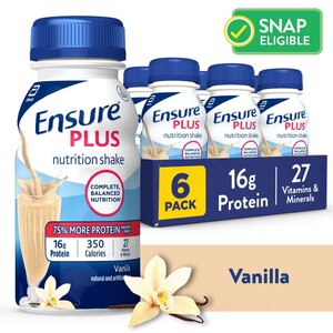 Ensure Plus Nutrition Shake Ready-to-Drink 8 fl oz, 6CT, Dark Chocolate, Butter Pecan, Milk Chocolate, Strawberry, Vanilla