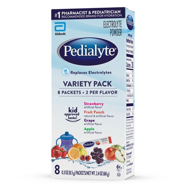 Pedialyte Electrolyte Powder Packets, Variety Pack, 8 Single-Serving Packets