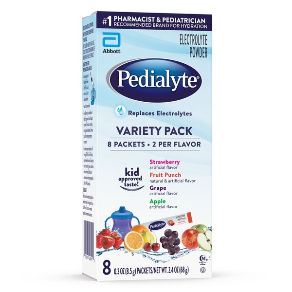 Pedialyte Electrolyte Powder Packets, Variety Pack, 8 Single-Serving Packets