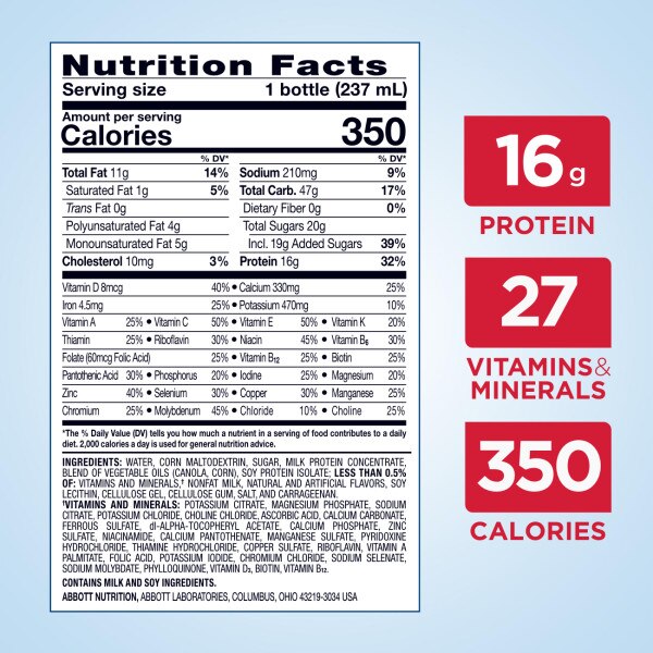 Ensure Plus Nutrition Shake, 8 OZ, 16 CT