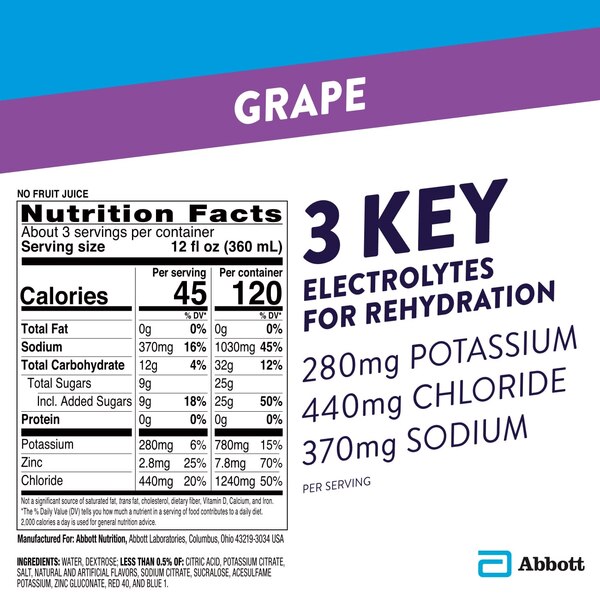 Pedialyte Electrolyte Solution, Grape, 33.8 OZ