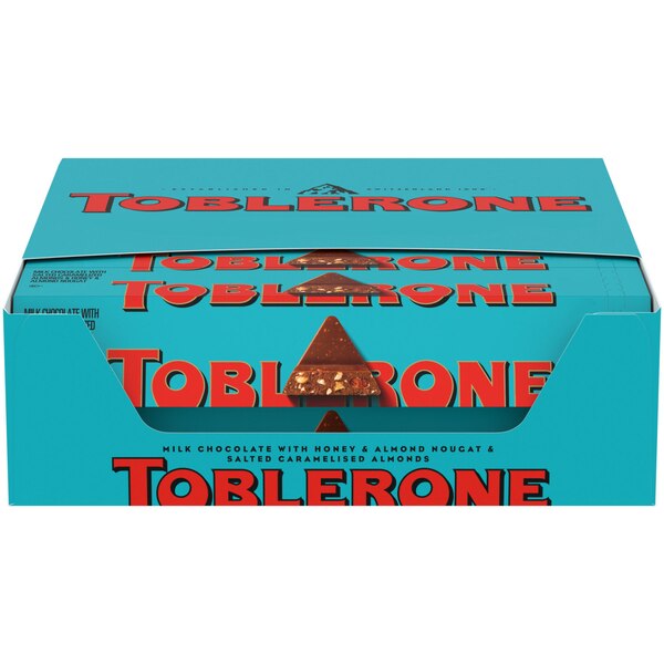 Toblerone, Milk Chocolate Bar with Salted Caramelized Almonds and Honey and Almond Nougat Bars, 3.52 oz