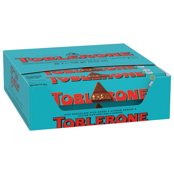 Toblerone, Milk Chocolate Bar with Salted Caramelized Almonds and Honey and Almond Nougat Bars, 3.52 oz