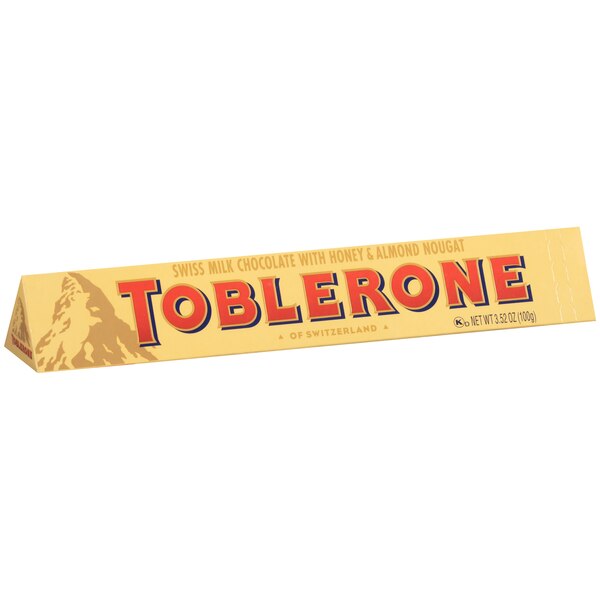Toblerone Swiss Milk Chocolate Candy Bar with Honey and Almond Nougat, 3.52 oz