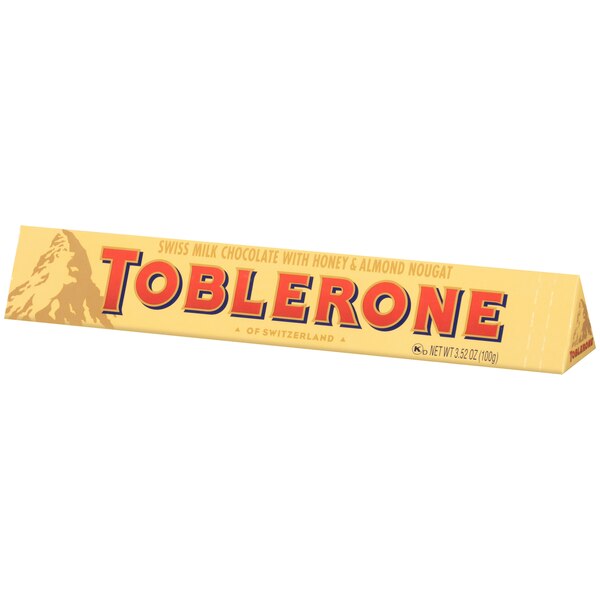 Toblerone Swiss Milk Chocolate Candy Bar with Honey and Almond Nougat, 3.52 oz