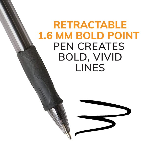 BIC Velocity Bold Retractable Ball Pen, Bold Point (1.6mm), Black, 4 ct