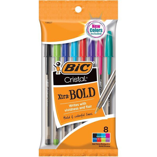 BIC Cristal Xtra Bold - Set de 8 bolígrafos Fashion Bold con punta de 1.6 mm, tintas de varios colores