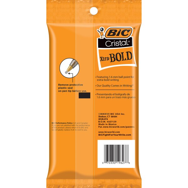 BIC Cristal Xtra Bold 8-piece 1.6mm Fashion Bold Point Ball Pen Set, Assorted Ink