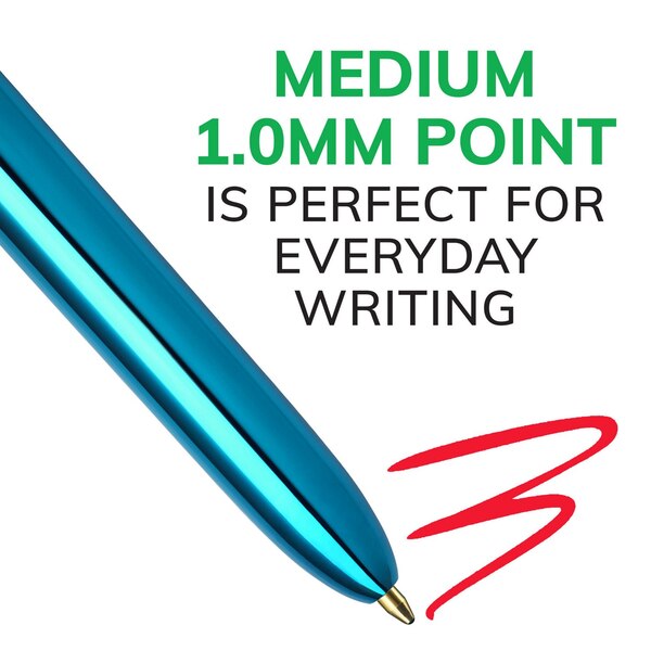 BIC 4-Color Shine Retractable Ball Pen, Medium Point (1.0mm), 2 ct