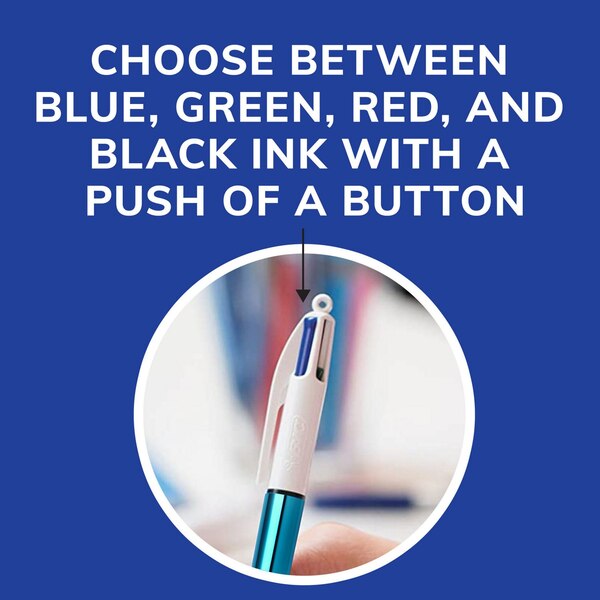 BIC 4-Color Shine Retractable Ball Pen, Medium Point (1.0mm), 2 ct