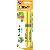 BIC Brite Liner Grip Highlighters, Chisel Tip (1.6 mm), Classic Yellow, 2 ct, thumbnail image
