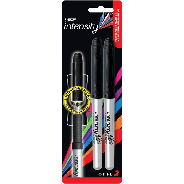 BIC Intensity Black Permanent Markers, Fine Point, 2 ct