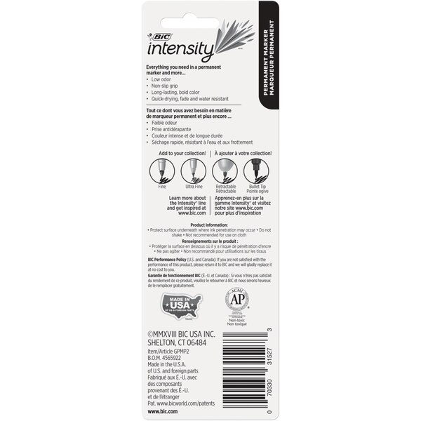BIC Intensity Black Permanent Markers, Fine Point, 2 ct