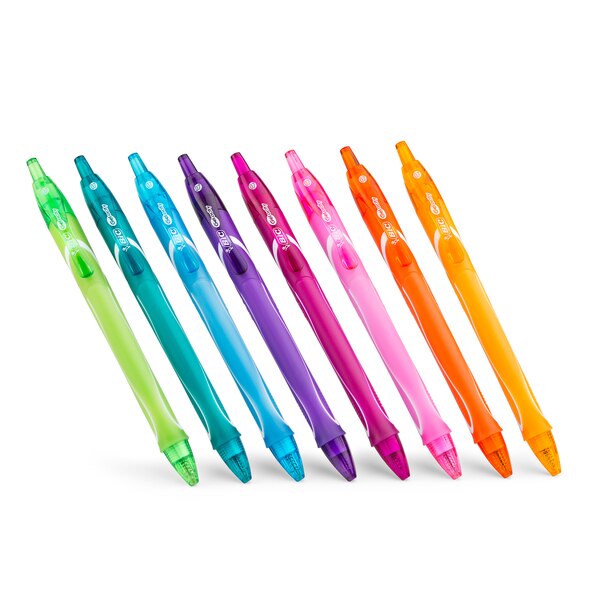BIC Gel-ocity Quick Dry Fashion Retractable Gel Pen Set, 8 CT