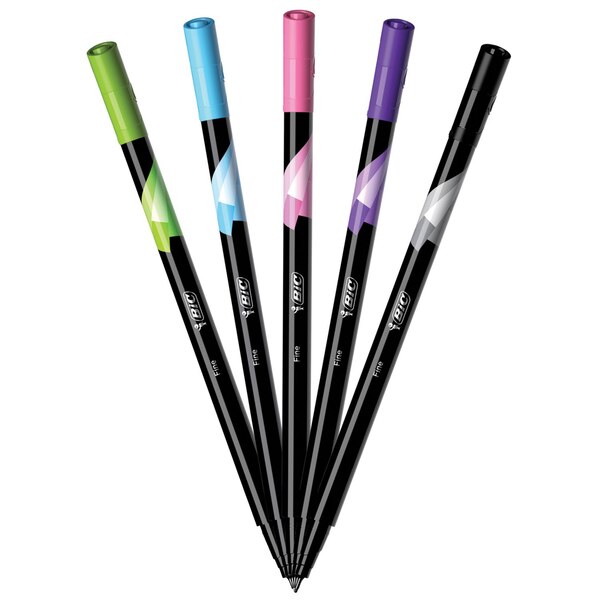 BIC Intensity Fineliner Marker Pen, 5 Colors, Fine Point 5 ct