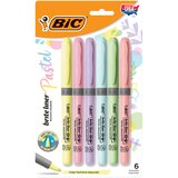 BIC Brite Liner Pastel Grip Highlighter Set, Chisel Tip, Assorted Colors, 6 ct, thumbnail image