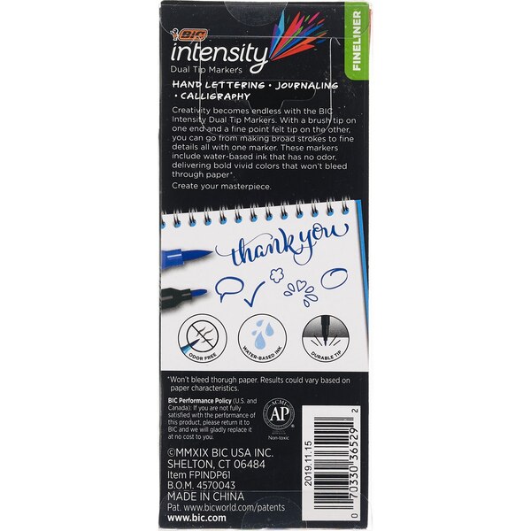 BIC Intensity Dual-Tip Fineliner Pens, 6 c