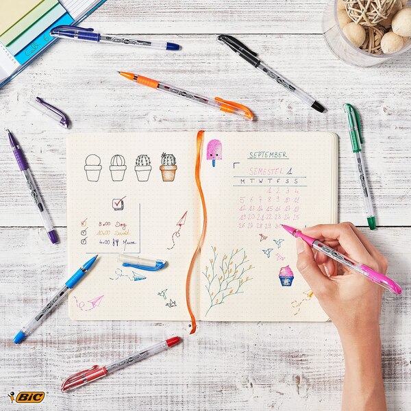 BIC Gelocity Quick Dry Fashion Gel Stic Pens, 4 Ink Colors, Medium Point, 4 ct
