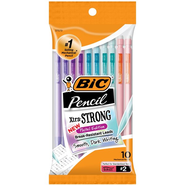 BIC Xtra-Smooth Pastel Mechanical Pencils with Erasers, Medium Point (0.7mm), 10 ct