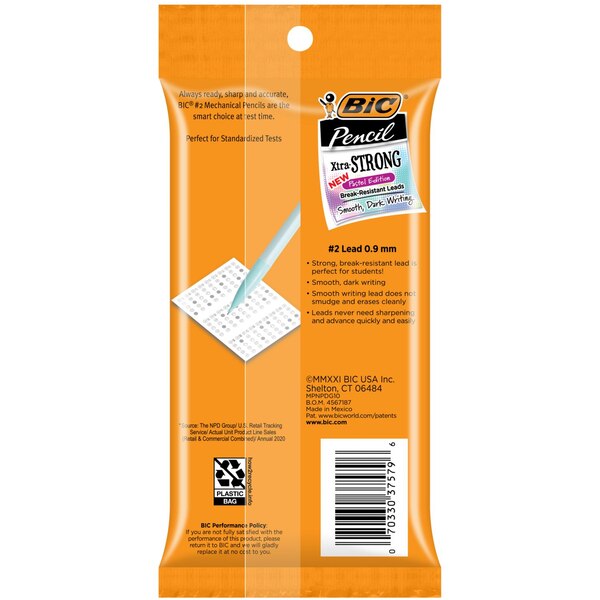 BIC Xtra-Smooth Pastel Mechanical Pencils with Erasers, Medium Point (0.7mm), 10 ct