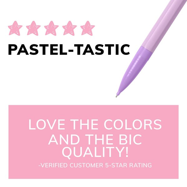 BIC Xtra-Smooth Pastel Mechanical Pencils with Erasers, Medium Point (0.7mm), 10 ct