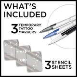 BodyMark Temporary Tattoo Marker Set, Celestial, 3 CT with Stencils, thumbnail image