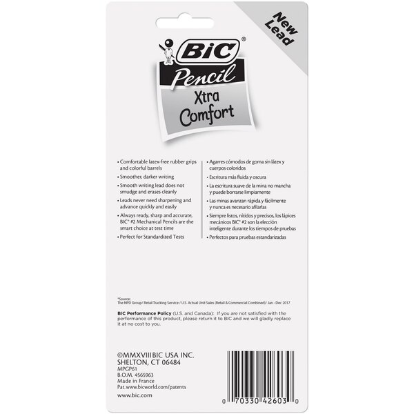 BIC Xtra Comfort Soft Grip 0.7 mm Mechanical Pencils, 6 ct