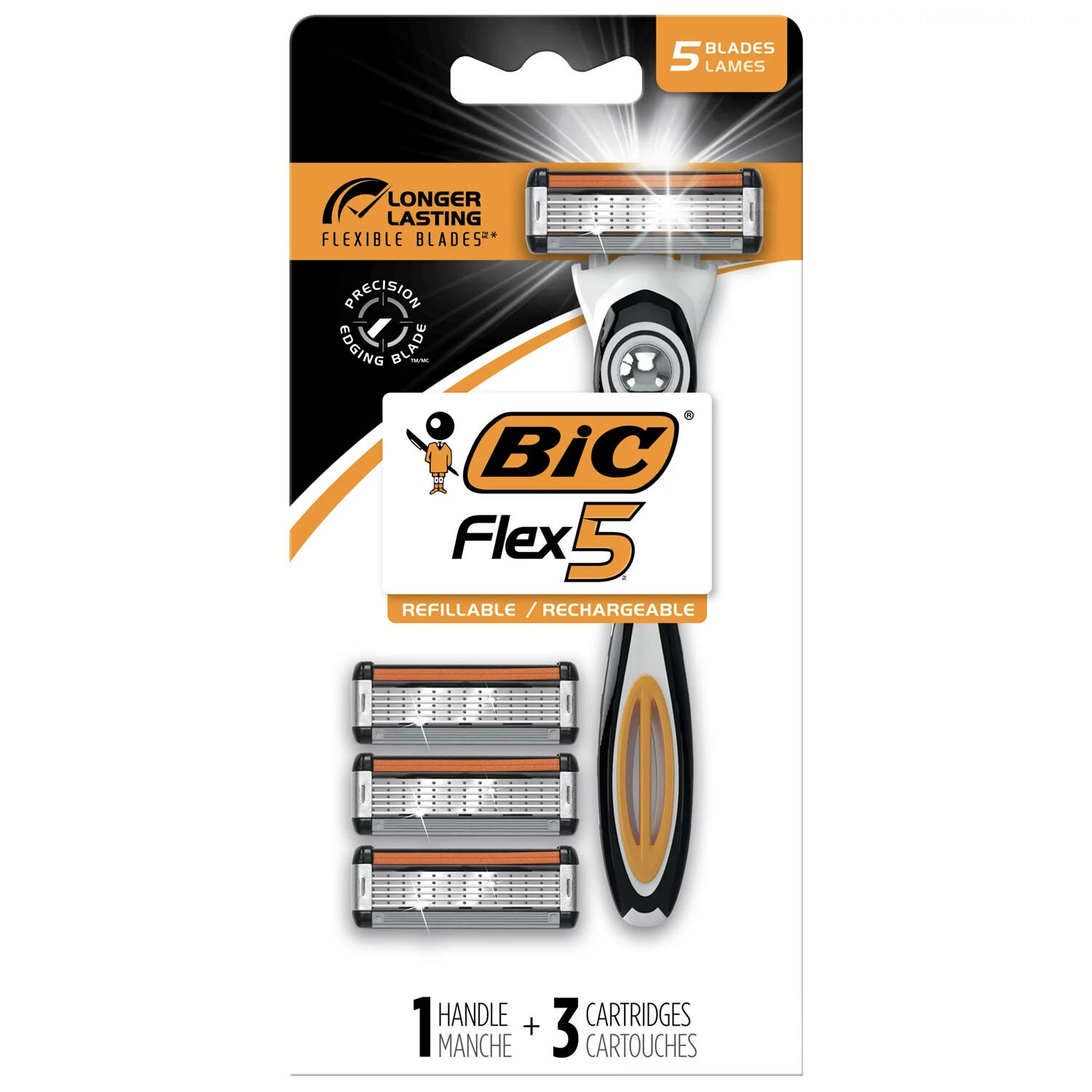 Bic Hybrid Flex 5 Blades Titanium Razor, 3 CT